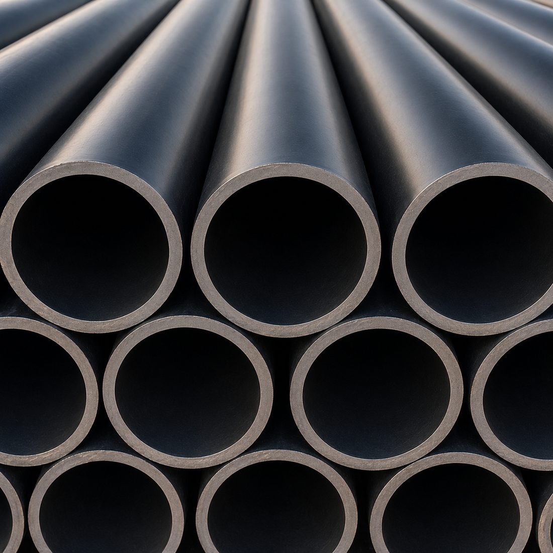 PE4710 HDPE pipe ends showing wall thickness