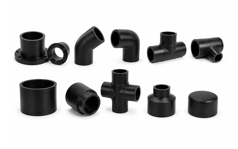 HDPE molded and fabricated fittings including elbows, tees, reducers and flange adapters
